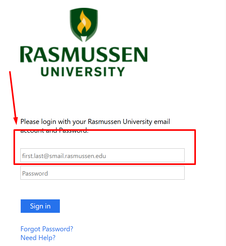 Step 2 To login To Rasmussen Student Portal Official Page